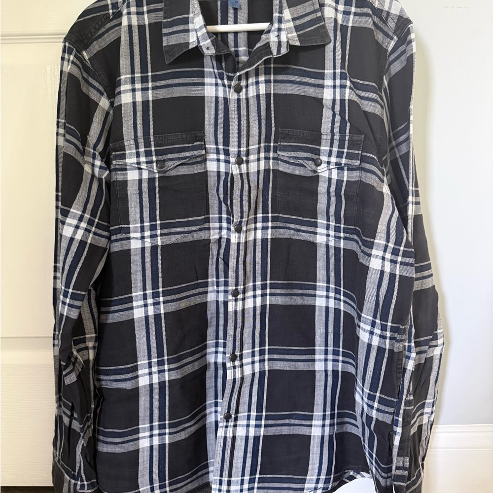 Lucky Brand Black and White Plaid Button Down Shirt